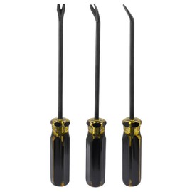 Auvotuis 3Pcs 4 mm Tack Lifter, U Tip Nail Staple Rivet Tack Puller Staple Remover Screwdriver Tool Kit(Black)