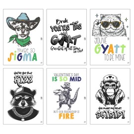 Silly Goose Gifts Animal Retro Hip Hop Slang Themed Valentine's Day Classroom Sharing Card Set of 24, Assorted Valentine Designs Bulk Lot - You've Got That Rizz Bruh