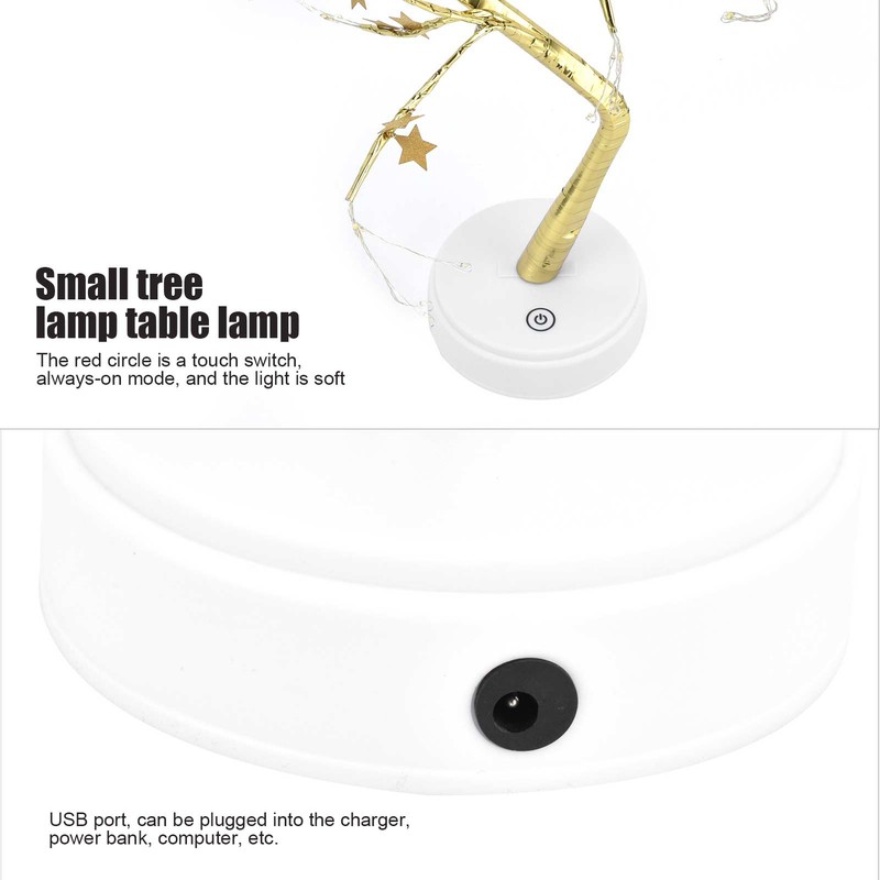 72LEDs Light Tree Shape USB Or Battery Powered Golden FivePointed