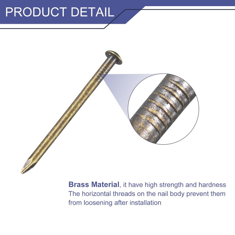 sourcing map 80 Pcs Small Tiny Nails 1.5mmx25mm(DXL) Tiny Brass