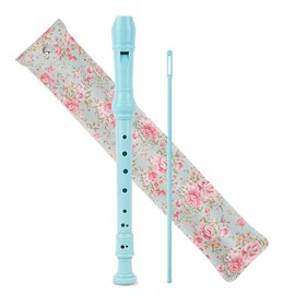 Haecsfl Recorder Instrument for Beginner Kids Adults,8-Hole Soprano Descant Recorder Music Flute with with Cleaning Rod & Leather Case For School Student Home Entertainment(2-Blue Rose)