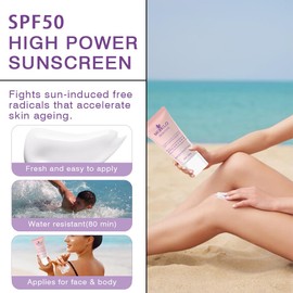 SPF50+ PA++++ UV-Sensing Cap Sunscreen 50g - Visible UV Shield with Beach-Proof & Moisturizing Formula | Smart Sunscreen Applicator for Outdoor