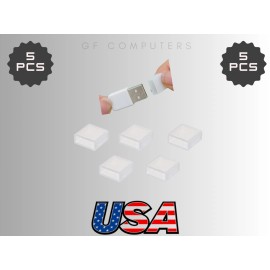 GF Computers New 5x USB A Dust Cap Covers – Port Stopper Plug, Clear Plastic Shield