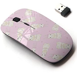 2.4G Wireless Mouse with Cute Pattern Design for All Laptops and Desktops with Nano Receiver - Cute Cartoon Bunny