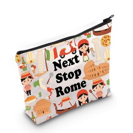 JXGZSO Rome Trip Cosmetic Bag Rome City Lover Gift Next Stop Rome Makeup Bag Rome Symbols Gift Italy Merch Italian Gift, Next Stop Rome