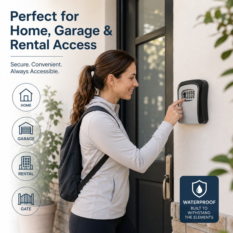 Wall-Mounted Key Lock Box for Secure Access – Weather-Resistant 4-Digit