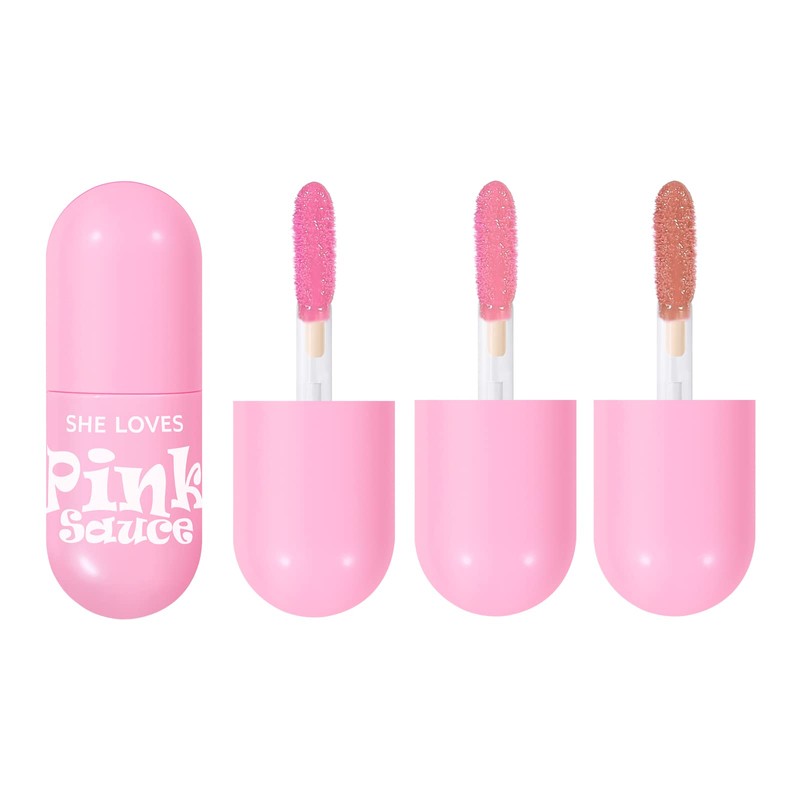 KISSIO Lip Gloss Set,3 PCS Moisturizing and Pigmented Lip Glaze,Liquid