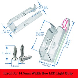 CTSGC Hue LED Strip Light Clips,Light Hooks for Party Release Cable and Fairy Lights Easily.Perfect 14-15mm Width Brackets Indoor Outdoor. (36-Clips, 40-Strips,36-Screws)