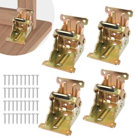 4 Pack Folding Brackets, Self-Lock Hinge with Screws for Folding Table Legs, Lock Extension Support Bracket Bed Legs, Gold