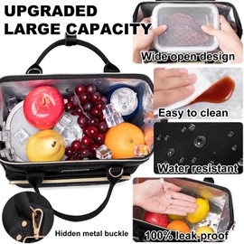 AIJIEKE Bolsa De Almuerzo Para Mujer, Caja De Almuerzo Aislada Para El Trabajo De Las Mujeres, Bolsa Grande A Prueba De Fugas, Bolsa De Almuerzo, Bolsas De Almuerzo Para Adultos Con Bolsillos Laterale