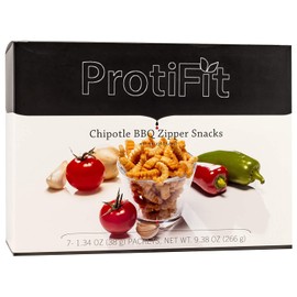 PROTIFIT - High Protein Diet Zipper Snacks, 15g Protein, Low Calorie, Low Sugar, Low Fat, Ideal Protein Compatible, 7 Servings Per Box (Chipotle BBQ)