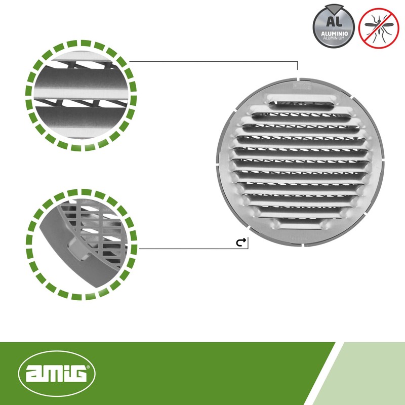 Amig - Round Aluminium Grille with Mosquito Net - Ventilation