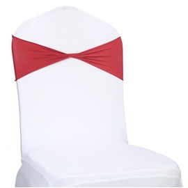 MDS Pack of 250 Spandex Chair Sashes Bows Elastic Stretch Dining Chair Bands Ties Without Slider Buckle Universal fits for Wedding Baby Shower Birthday Party Banquet Event Decoration - Apple Red
