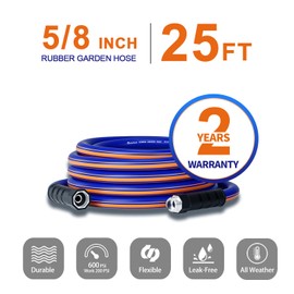 Garlephant garden hose 25 ft x 5/8", Hybrid Rubber 25ft water hose, Durable, Anti-UV, Sturdy, No-Leakage, Lightweight, Flexible, Heavy Duty garden hoses with Swivel Handle | Garlephant