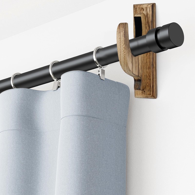 Wealrit 2 Pcs Wood Curtain Rod Brackets Wooden Drapery Rod