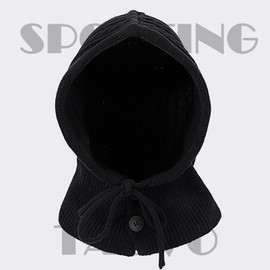 TAGVO Balaclava Knitted Face Mask, Balaclava, Winter Neck Warmer, Windproof, Hat Scarf, 2 in 1, Winter Knitted Hat, Ski Mask, Windproof Hat for Men and Women, black