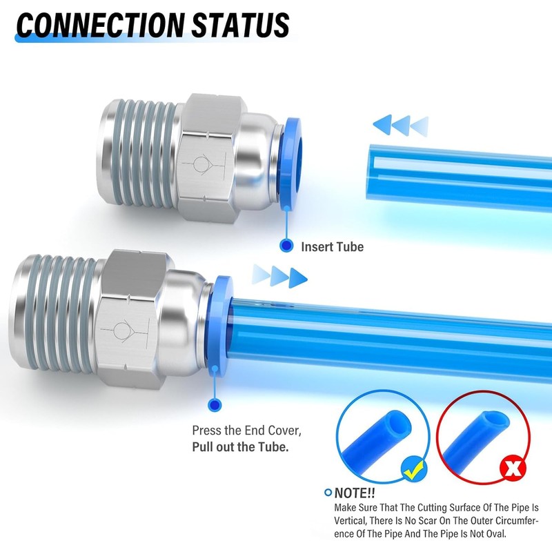 TAILONZ PNEUMATIC Male Straight 1/4 Inch Tube OD x 1/8