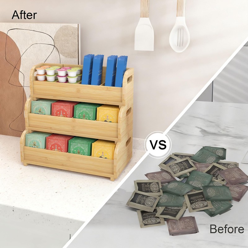 Wisuce Tea Holder for Tea Bags Organizer - Bamboo Tea