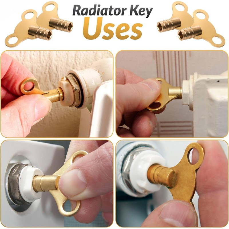Equip247uk Solid Brass Radiator Bleed Key, Pack of 2