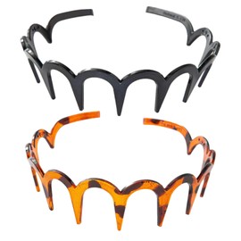 Pack of 2 Women's Headbands, Zigzag Headband Clips, Brown Children's Clips, Headbands, Wavy Zig Accessories, Hair Band for Curls, Hair Band, Glasses Wearers, Clip Accessories