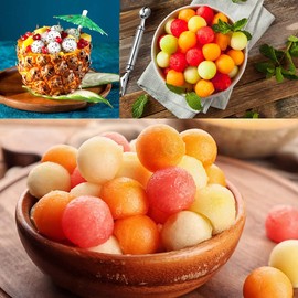 FANSEZQ Fruit Carving Tools, Fruit Digger, Multifunctional Stainless Steel Kitchen Utensils, Salad Tools, 2 Stainless Steel Cookers