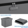 Fireproof Storage Stool 17x13x13 Inch Folding Leather Footstool with Lock