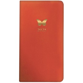 2025 Stylish Orange Soft Cover Slime Wallet Diary Week to View Silver Butterfly