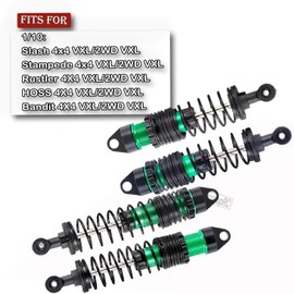 hopsupRC Full Aluminum Big Bore RC Shocks Absorber Damper Upgrades Part for 1/10 Slash/Stampede/Rustler/Bandit VXL 4X4 2WD,Front Rear Assembled Full Metal Shocks,4PCS Green