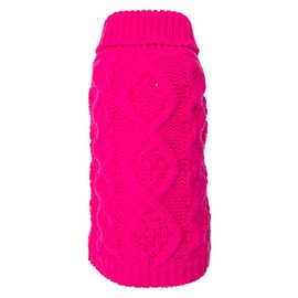 The Worthy Dog Chunky Knit Turtleneck Sweater - Hot Pink - Cute Comfy Warm Stylish Winter Pattern Pet Accessory