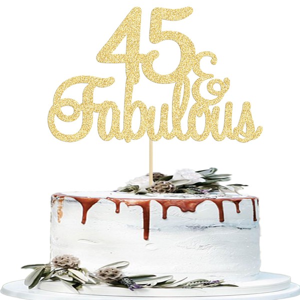 Gyufise 1 pieza de 45 y fabulosos adornos para tartas de 45 y 45 fabulosos adornos para tartas de cumpleaños para 45 decoraciones de fiesta de 45 aniversarios de cumpleaños