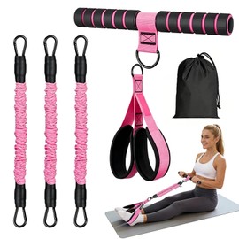 Adjustable Pedal Resistance Bands with Handles, 3 Tube 30-90lbs Resistance Band Set for Full Body Home Workout, Strength Training, Pilates, Stretching & Fitness Equipment