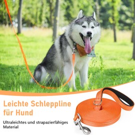 X XBEN Robust and lightweight recall lead for dogs, 3 m, 5 m, 10 m, 15 m, 20 m, 25 m, 30 m, 50 m recall lead with hand strap, long dog lead with metal hooks, reflective running lead for small, medium,