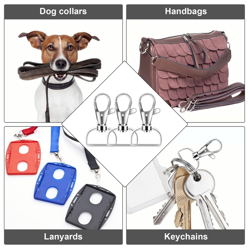 100PCS Premium Swivel Snap Hooks and D Rings, Swivel Snap