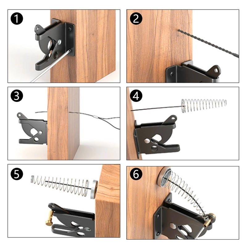 Self Locking Gate Latch with Spring Cable Pull for Wooden
