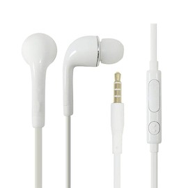 K-S-Trade In Ear Headphones Compatible With Oppo A54, With Microphone + Volume Control, White 3.5mm Earplugs Headphone Studs Stereo Headset