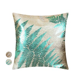 Deluxe Gold Yellow Pillow Cover - Decorative Pillow Cases - Metallic Gold Pillow Sham - 18 x 18 or 12 x 20 Inches - Ideal for Bedroom, Living Room, Café, Green/Gold Pillow Cover