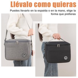 FEAWIAI Bolsa Lonchera Termica,2 Piezas Lunch Bag con Correa para Hombre y Mujer, Aislamiento de Doble Capa, Reutilizable, Gran Capacidad, con Correa de Mano Ancha y Correa de Hombro Extraíble