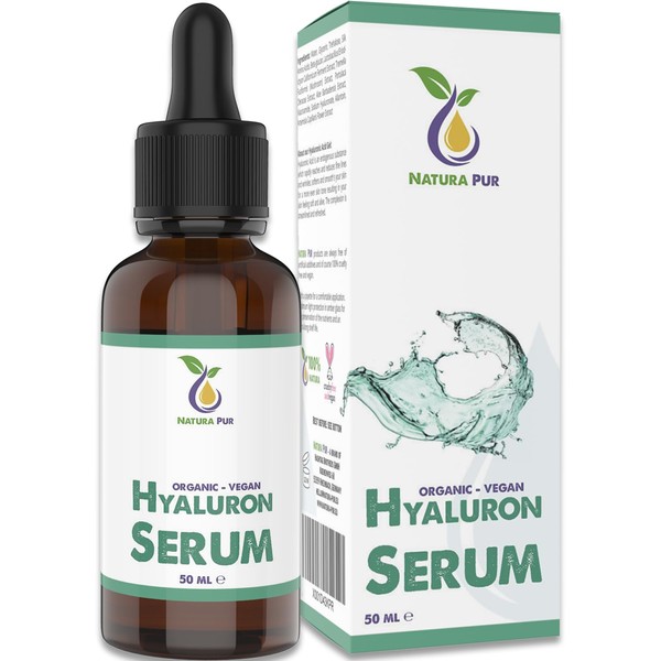 Hyaluronic Serum Organic High Dose 50 ml Vegan Hyaluronic Acid Gel with Aloe Vera Against Wrinkles on the Face, Neck, Cleavage - Natural Cosmetics