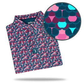 Bogey Bros - Whale Tail - Psycho Siren - Funny Golf Polo Shirts – 4 Way Stretch Men’s Golf Shirts Short Sleeve, Golf Polos for Men with UPF 50 Protection - Large