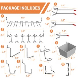 Ultrawall 120-Piece Pegboard Hooks Set, Peg Board Organizer Accessories with Bins for Hanging Various Tools in Garage, Kitchen, Craft Room