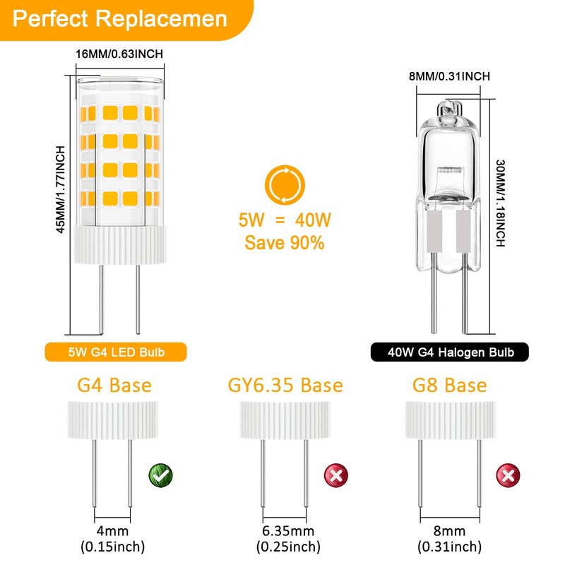 Gaormii G4 LED Bulb 5W 2700K Warm White Bi-pin T3