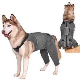 OneTigris Recovery Suit for Dogs, Zipper On Recovery Suit for Female Male Dog, Onesie Abdominal Wounds Cone E-Collar Alternative Prevent Licking Spay Recovery Suit (Gray, XL)