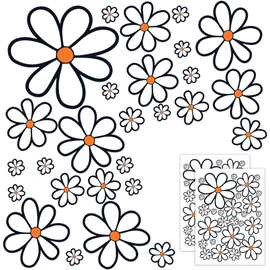 GamesMonkey Autoaufkleber Blumen G?nseblmchen Prilblumen Tuning - 27/54/108 Stck - Lustige Karosserie Motorrad Fahrradhelm Glasaufkleber (Small, 54 Stcke, Farbe 005)