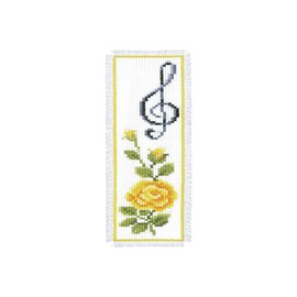 Vervaco Rose and Treble Clef Counted Cross Stitch Bookmark, Multi-Colour
