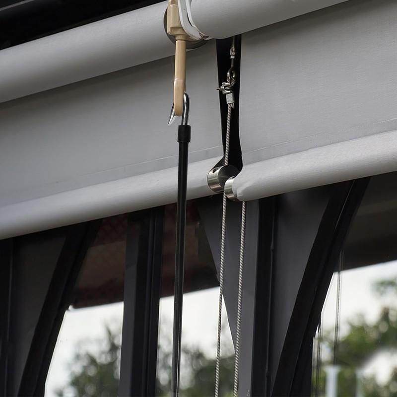 Cabilock Exterior Roller Shade Metal Crank Wand Pole with Hook,