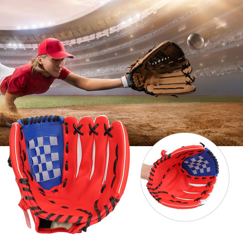 PU Leather Baseball Glove Practicing Training Competition Gloves for Children(Red