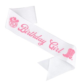 Birthday Girl Sash, Pink Disco Cowgirl Party Sash Cowgirl Birthday Party Sash Glitter Cloth Cowgirl Party Decorations Western Cowgirl Birthday Sash for Women Birthday Party Supplies