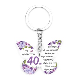40th Birthday Gifts for Women,40th Birthday Gifts,Butterfly Acrylic Keyring 1985, Presents for 40 Th Her Female Sister Daughter Friends Mum Friend Ladies Happy 40 Th Birth Day Keepsake Decorations