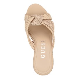 Guess Women's EVEH Wedge Sandal, Beige 110, 7
