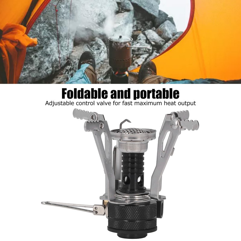 Backpacking Stove High Temperature Resistance Lightweight Foldable Gas Stove Adjustable